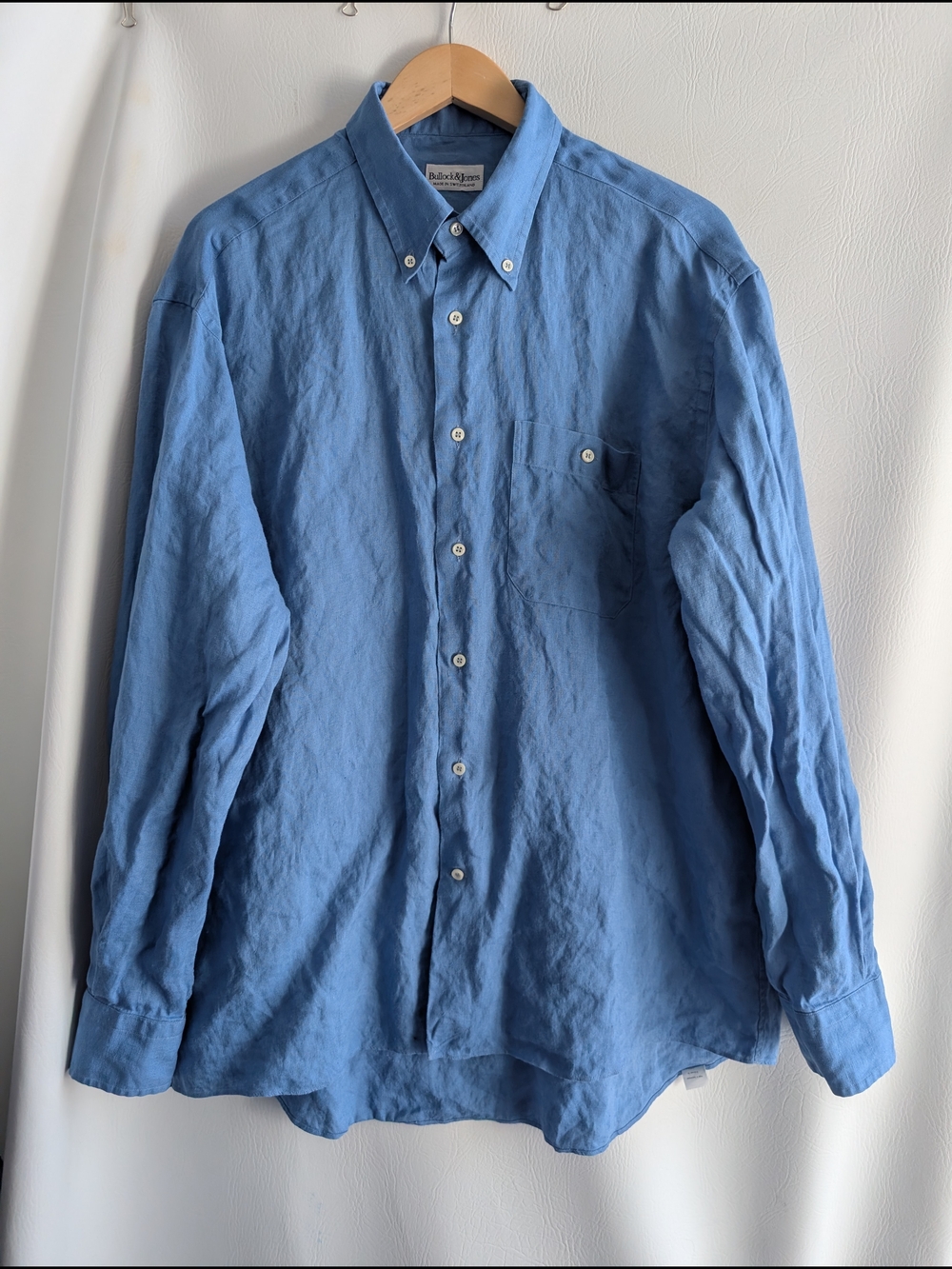Bullock & Jones Blue Linen Button Down Shirt Long Sleeves - XL